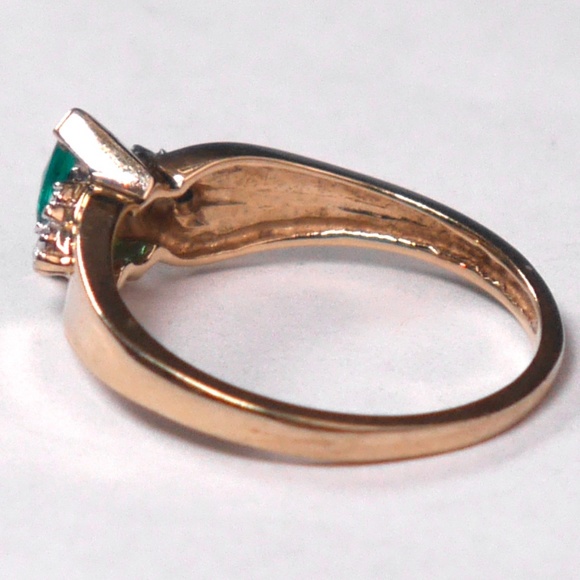 10k Emerald  Ring SOLID Yellow Gold Marquis - Picture 6 of 10